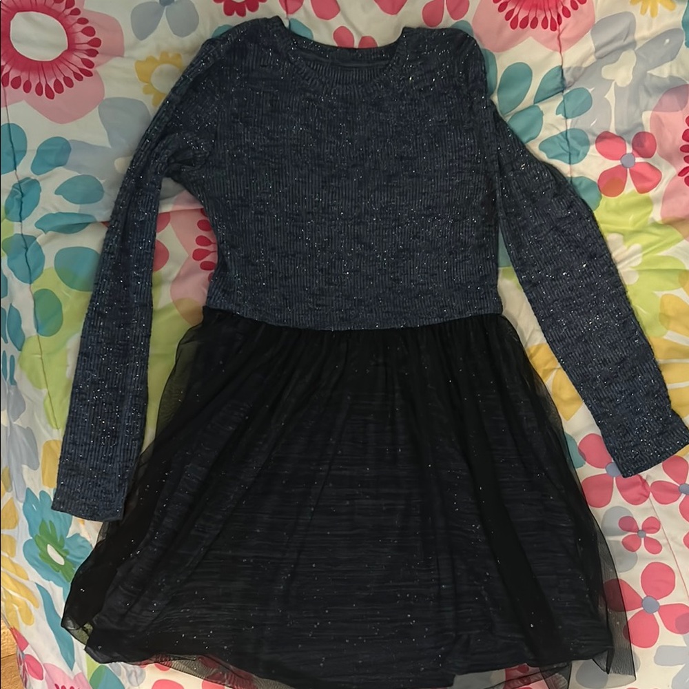 Cat & Jack Glittery Black and blue dress